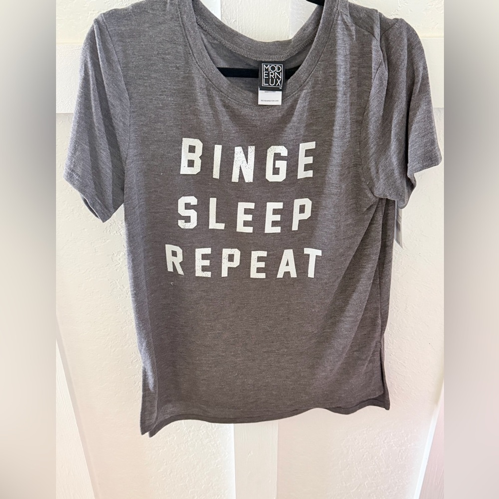 Modern Lux Grey Graphic Tee with White Lettering